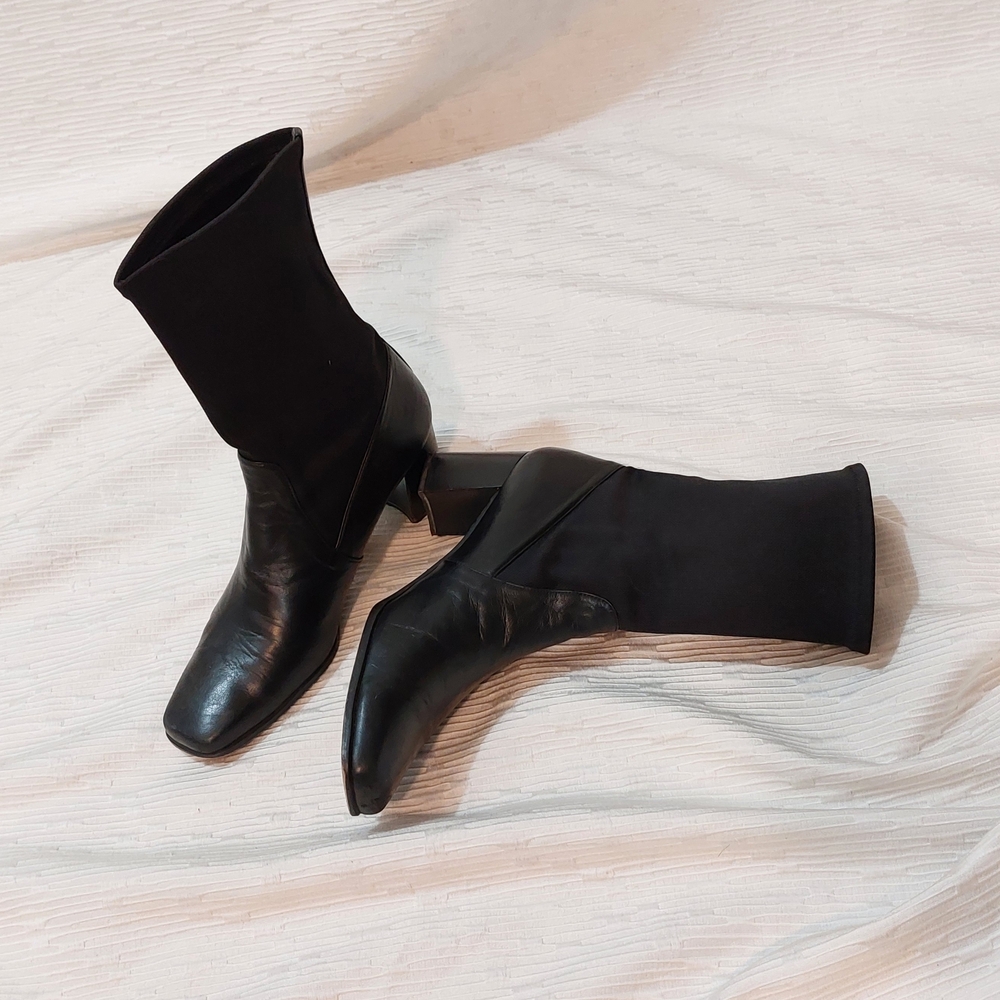 Stuart Weitzman Black Mid-Calf Block Heel Boots - Picture 5 of 15